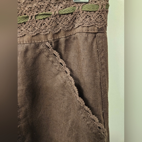 NWT - Linen E•COL•O•GIE Brown Midi Skirt - Size 14 - Picture 3 of 10